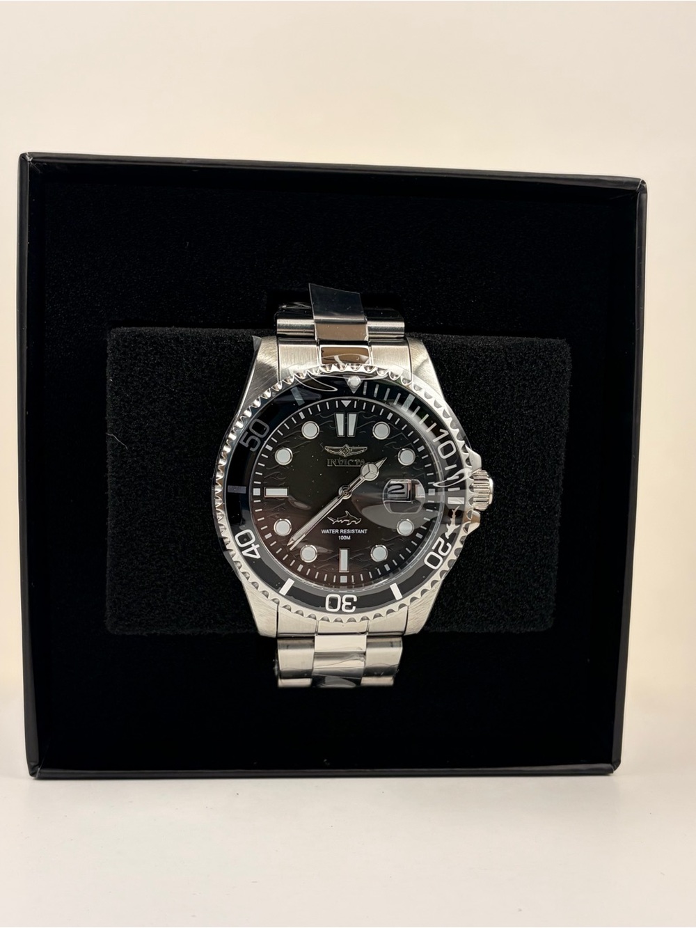 Invicta Pro Diver Men’s Watch Black Dial Silver Stainless Steel New in Box